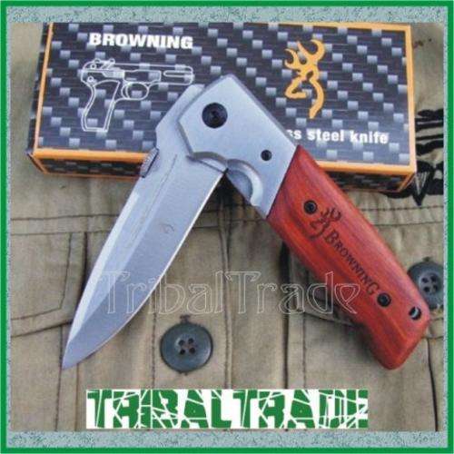 2 to GO!! BROWNING DA50 FOLDING KNIFE - Titanium Coated Steel Blade - Rosewood Handle - AWESOME!!!