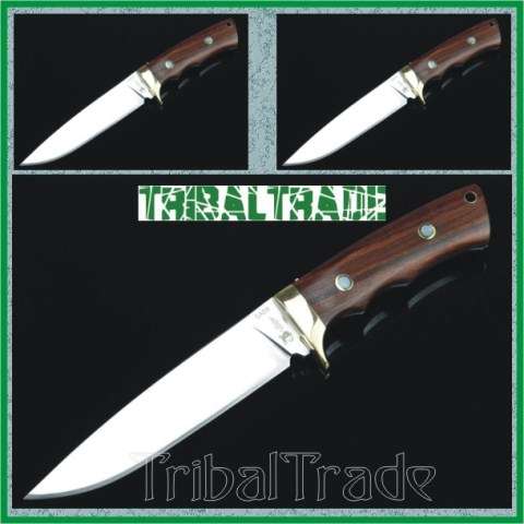 2 to GO!! COLUMBIA SA28 HUNTERS FIXED BLADE KNIFE - 263mm Length - Mahogany Handle.