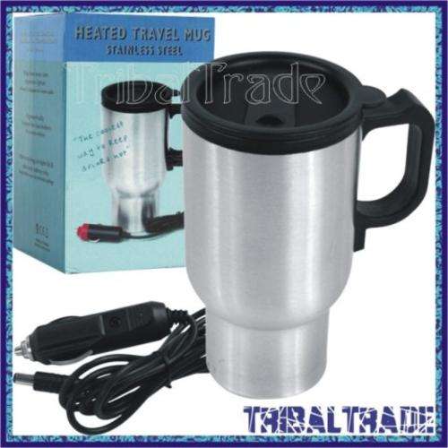 8 to GO! HEATED TRAVEL MUG 12V DC - Stainless Steel - 440ml - KEEP YOUR DRINKS WARM!! NO SPILLAGE!!
