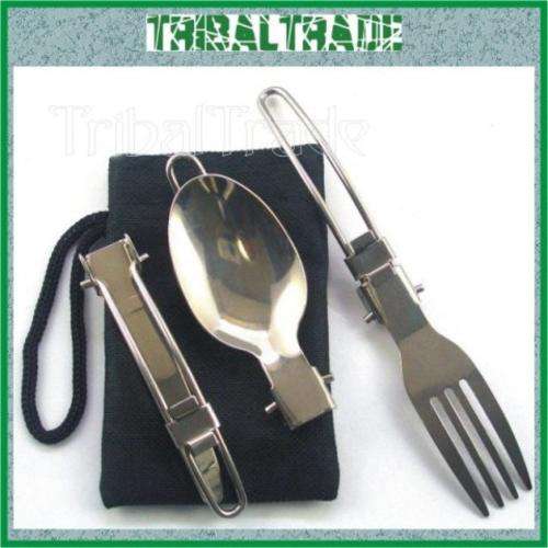 6 Sets to Go!! COMPACT CAMPING / TRAVEL CUTLERY SET - Knife, Fork & Spoon - High Quality Stainless!!