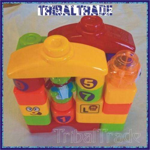 PLASTIC BLOCKS - 24 Piece in a Carry Bag!! - ALPHABET, NUMBERS, OBJECTS, COLOURS - WOW!!