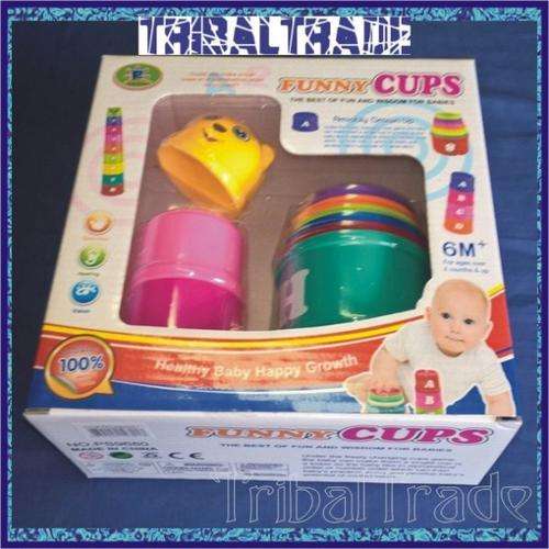 FUNNY CUPS - Stack them!! 6 Months+ - ALPHABET, NUMBERS, OBJECTS, COLOURS - WOW!!