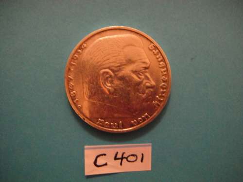 5 Reichsmark  1936 German Silver Coin