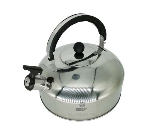 WHISTLING STAINLESS STEEL KETTLE - 3lt - SUITABLE TO USE ON STOVE OR FIRE