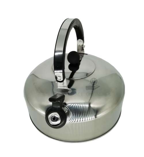WHISTLING STAINLESS STEEL KETTLE - 3lt - SUITABLE TO USE ON STOVE OR FIRE