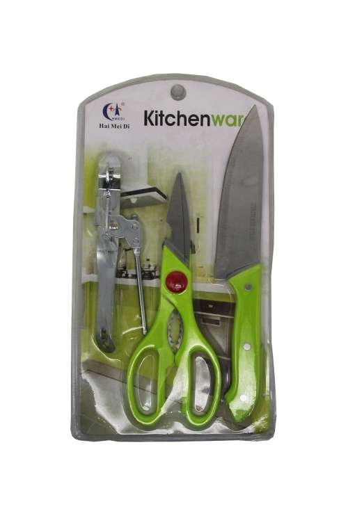 KITCHEN SET (CAN OPENER, SCISSORS AND KNIFE)