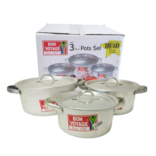 BON VOYAGE 3 PIECE POT SET - 17.5cm, 20cm, 22.5cm (IDEAL FOR OUTDOOR COOKING)
