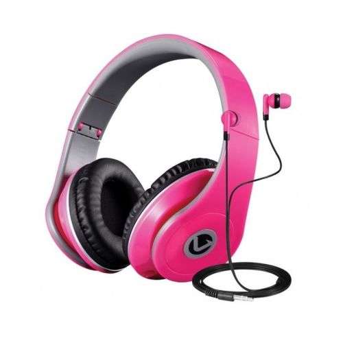 VOLKANO DUAL SERIES HEADPHONE AND EARPHONE COMBO - NEON PINK