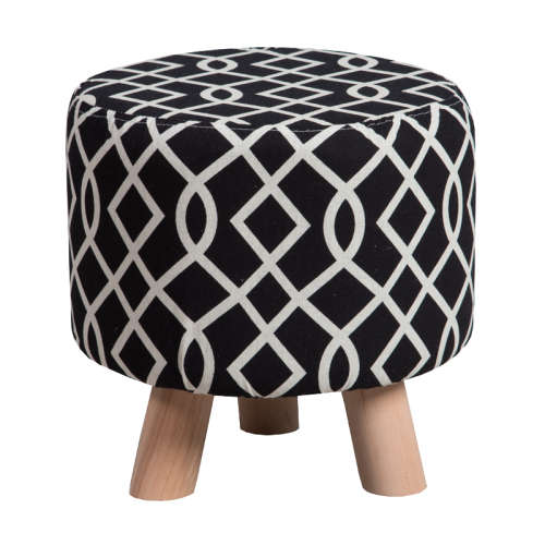 STOOL - BLACK AND WHITE DESIGN / SOLID BEECH LEGS