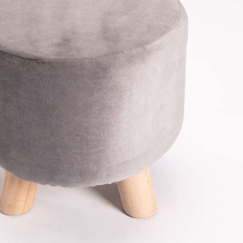 STOOL - LIGHT GREY / SOLID BEECH LEGS