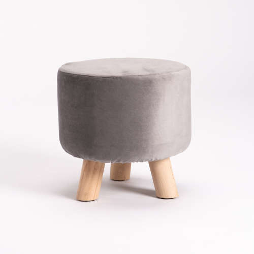 STOOL - LIGHT GREY / SOLID BEECH LEGS