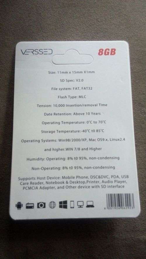 Verssed 8gb microSD cards brand new