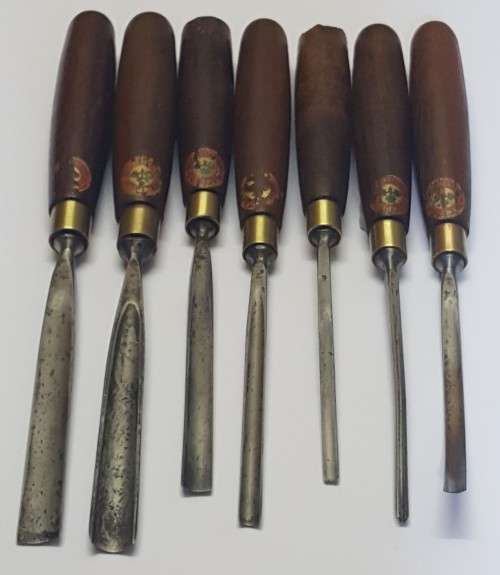 Rare Marples Shamrock Carving Chisels (Set of 7) - Vintage