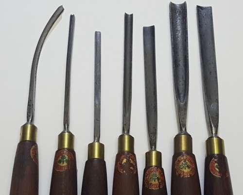 Rare Marples Shamrock Carving Chisels (Set of 7) - Vintage