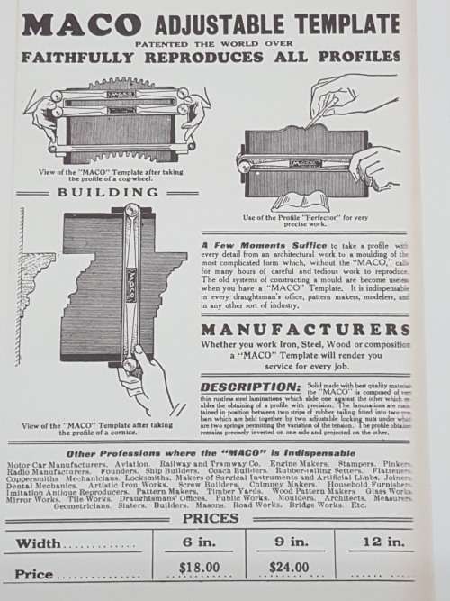 Remarkable and Rare  Vintage Maco Adjustable Template / Profile Gauge