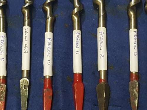 Excellent Set Of Morrison Limited Pidgeon Brand Auger Drill Bits (with extras)