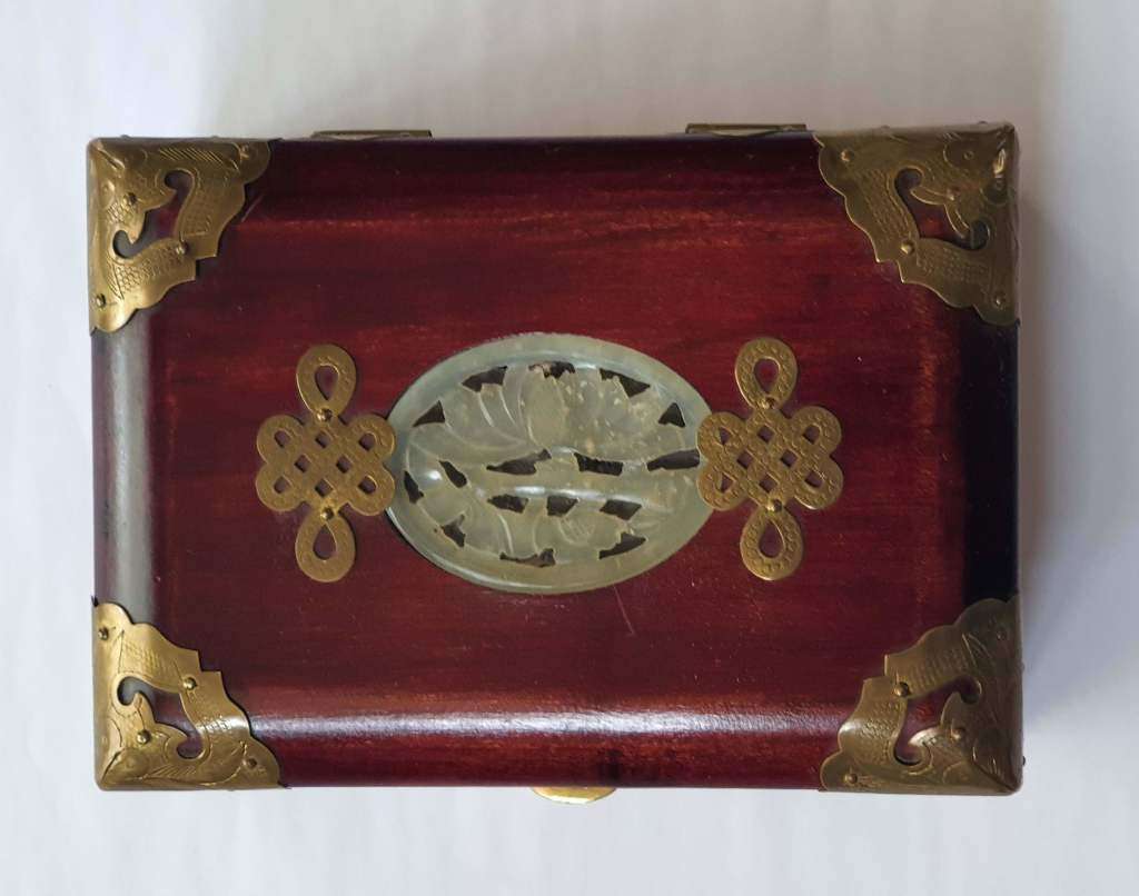 Vintage Wood & Brass Jewellery Box