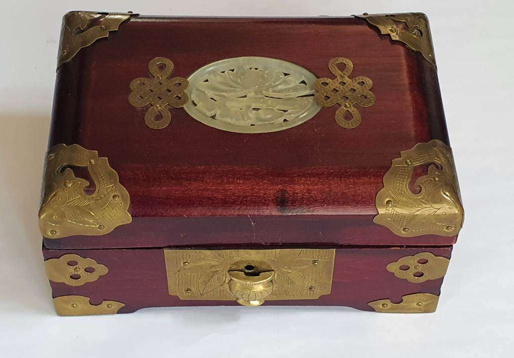 Vintage Wood & Brass Jewellery Box