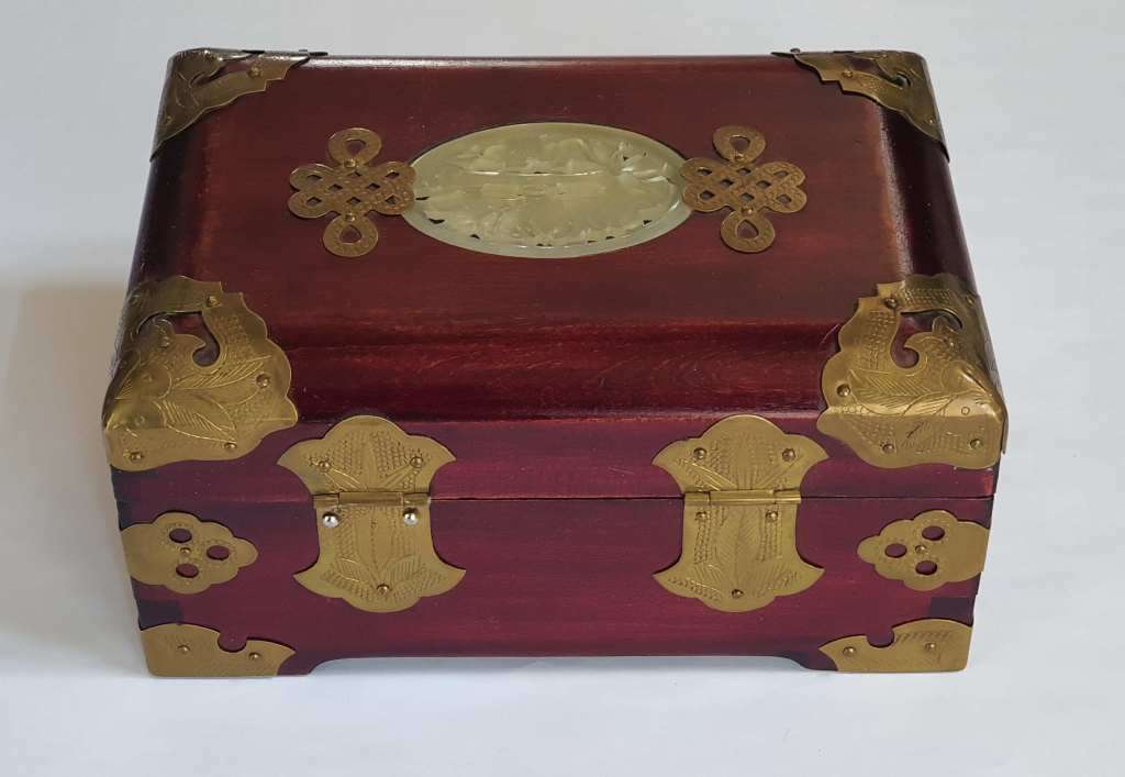Vintage Wood & Brass Jewellery Box