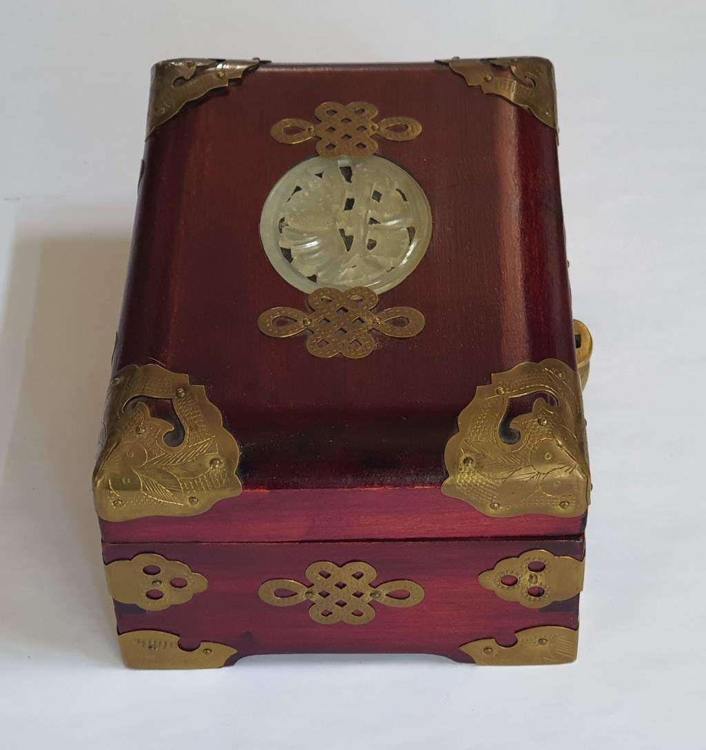 Vintage Wood & Brass Jewellery Box