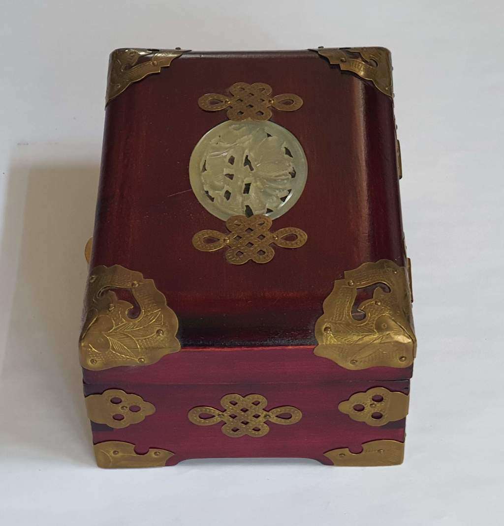 Vintage Wood & Brass Jewellery Box