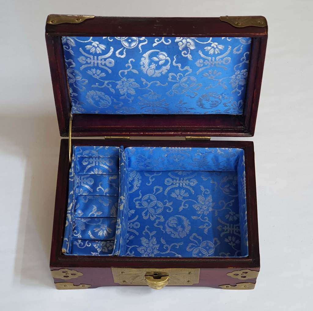 Vintage Wood & Brass Jewellery Box