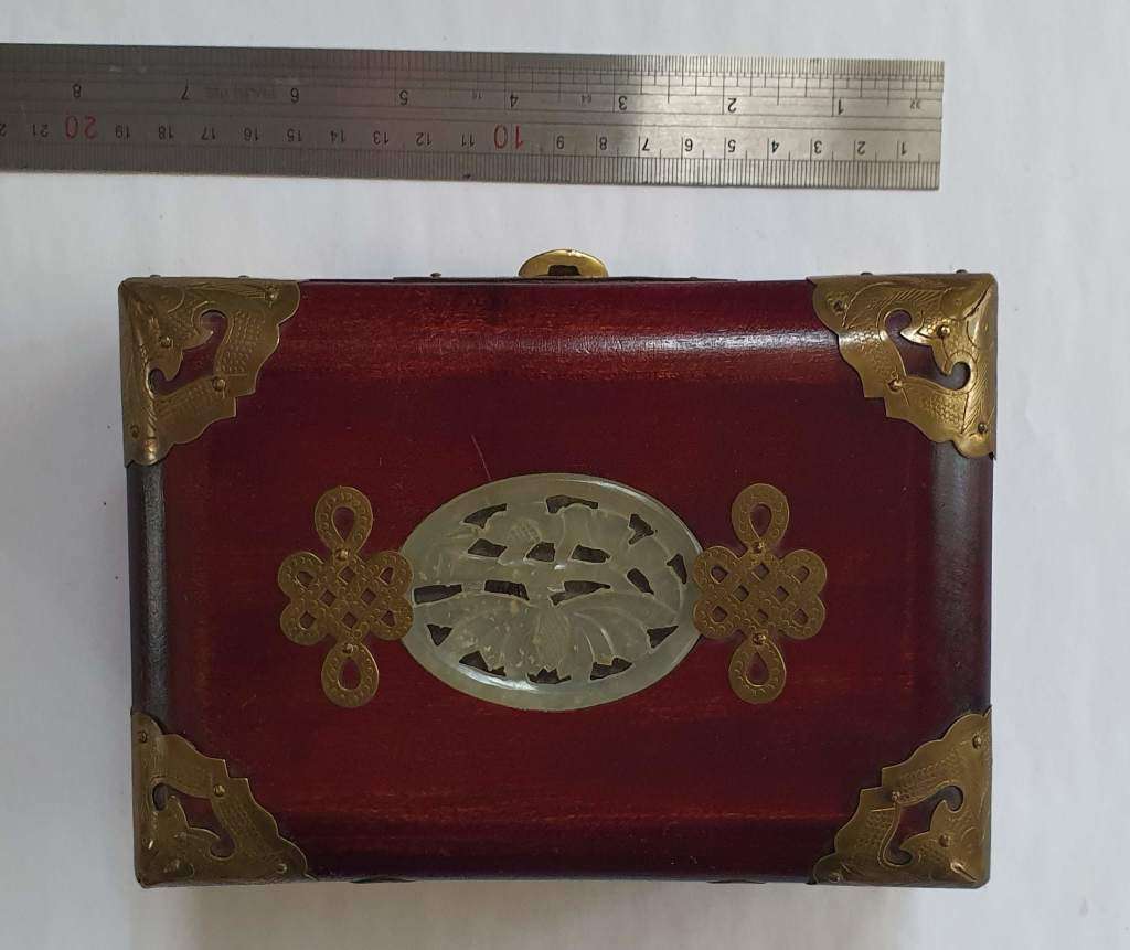 Vintage Wood & Brass Jewellery Box