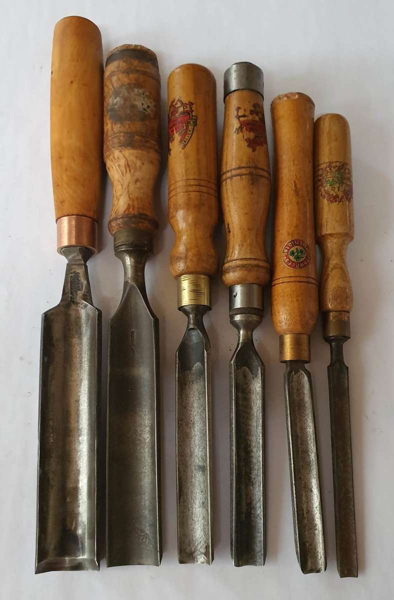 Vintage Set of 6 Classic Gouge Chisels - Mixed Big Name Bag