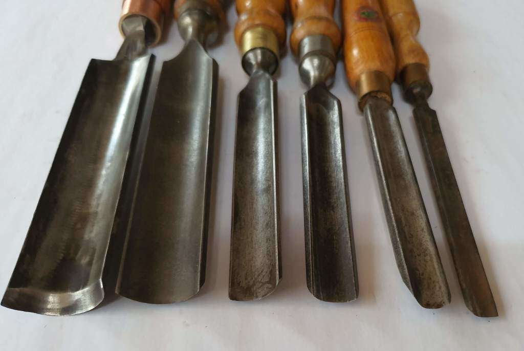 Vintage Set of 6 Classic Gouge Chisels - Mixed Big Name Bag