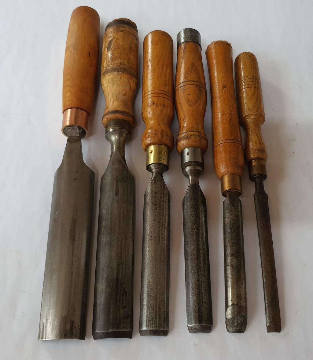 Vintage Set of 6 Classic Gouge Chisels - Mixed Big Name Bag