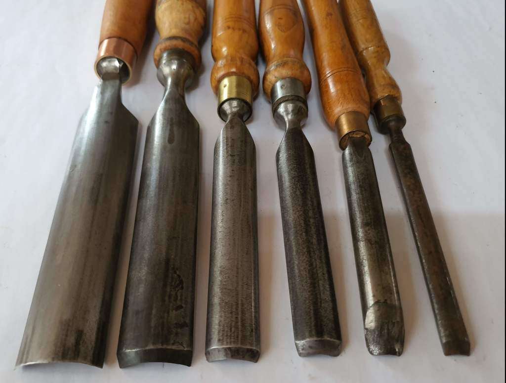 Vintage Set of 6 Classic Gouge Chisels - Mixed Big Name Bag
