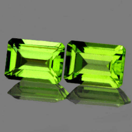GORGEOUS 1.72 TCW NATURAL AAA GREEN PERIDOT MATCHING PAIR!