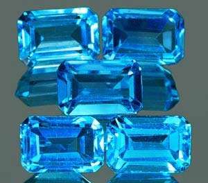 GORGEOUS 4.32 CTS (COMBINED) NATURAL SWISS BLUE TOPAZ LOT (5 PCS)!