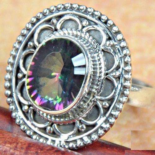 VINTAGE STYLE MYSTIC TOPAZ .925 SOLID STERLING SILVER RING!