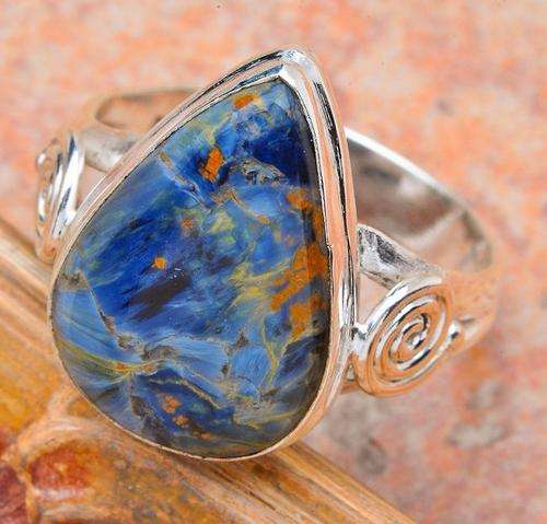 RARE NATURAL NAMIBIAN PIETERSITE .925 SOLID STERLING SILVER RING - COLLECTOR'S ITEM!