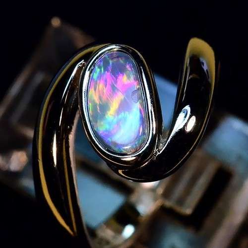 STUNNING  AUSTRALIAN BOULDER OPAL .925 SOLID STERLING SILVER RING - OCTOBER BIRTHSTONE!