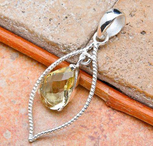 STUNNING GOLDEN CITRINE .925 SOLID STERLING SILVER PENDANT - BEAUTIFUL GIFT FOR SOMEONE SPECIAL!