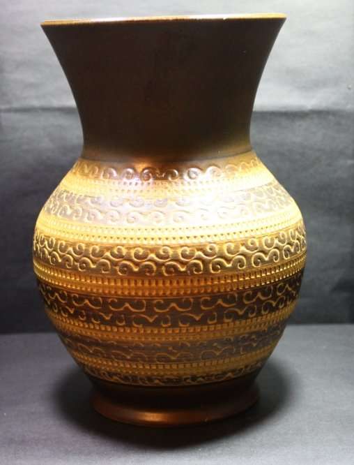 Brown and Tan Ceramic Vase Made In Germany.