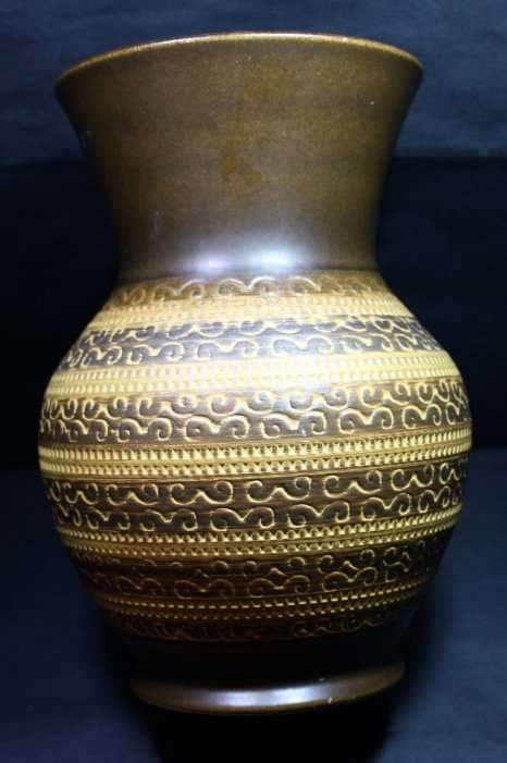 Brown and Tan Ceramic Vase Made In Germany.