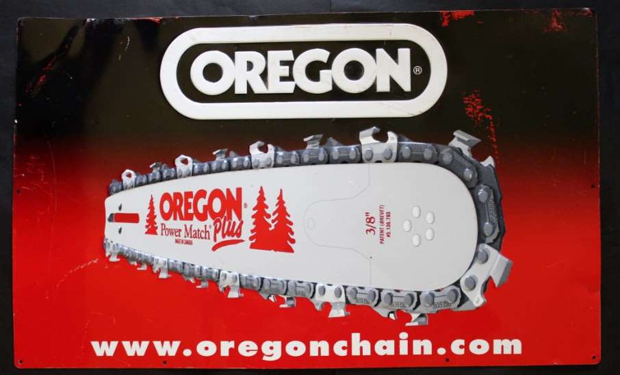 Oregon Chain Metal Advertising Sign