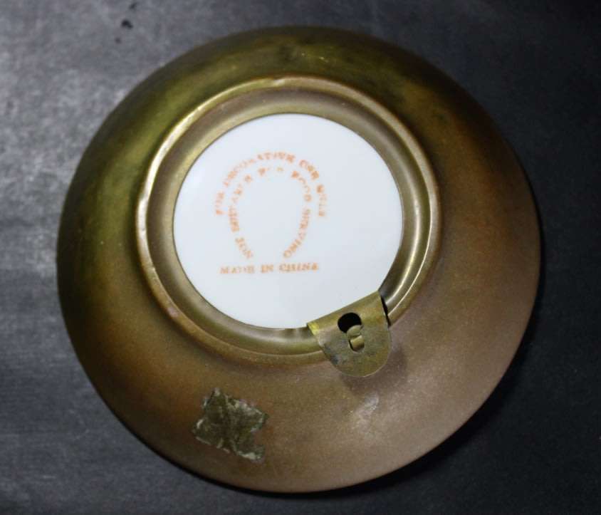 Copper Backed Chinese Floral Design Decorative Wall Plate