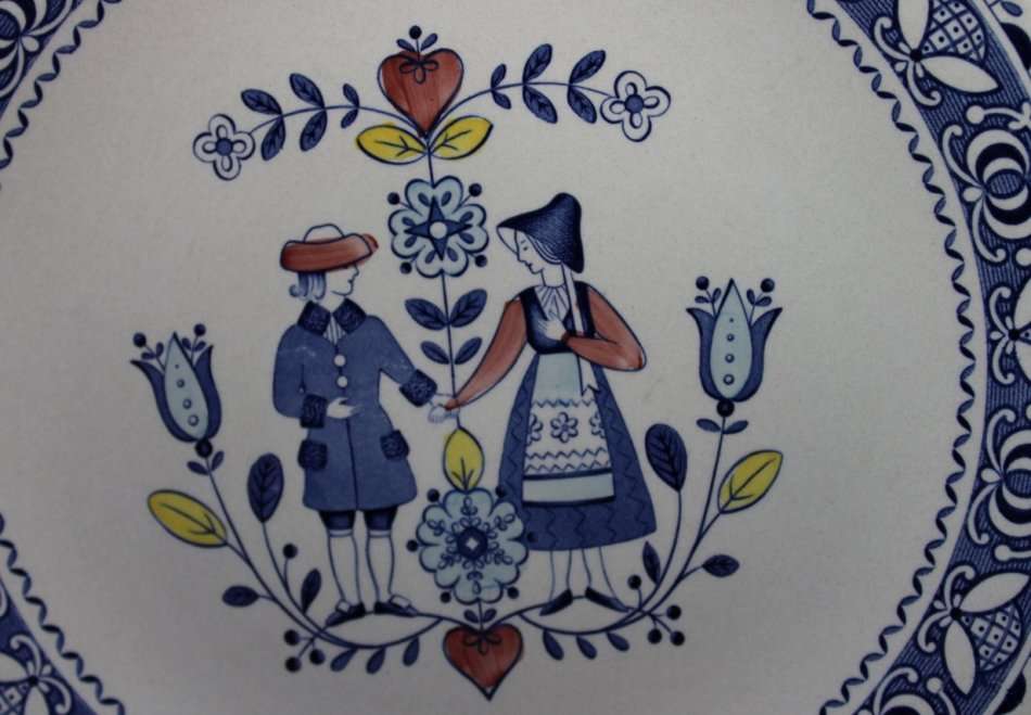 Johnson Bros Old Granite Plate, Hearts and Flowers Betrothal Plate.