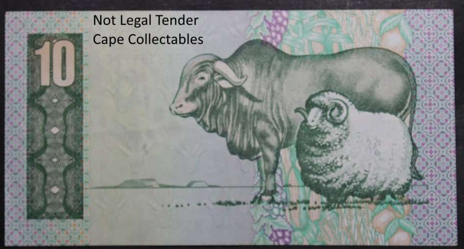 South Africa 10 Rand Bank Note 1990 Stals  AU Circulated