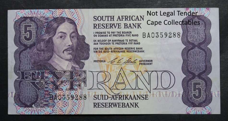 South Africa 5 Rand Bank Note 1990