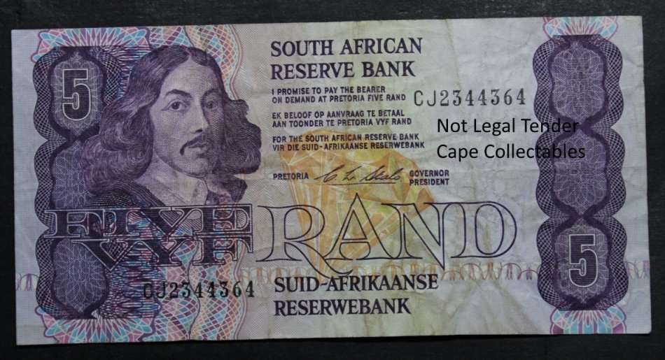 South Africa 5 Rand Bank Note 1990