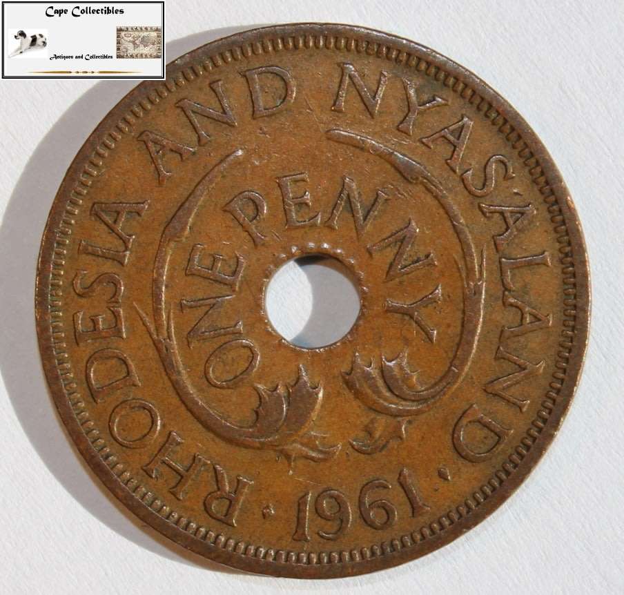 Rhodesia and Nyasaland 1961 One Penny Coin EF40