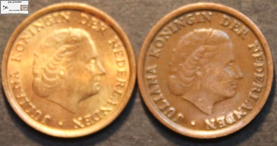 Netherlands 1953 and 1973 1 Cent Coin (Two) VF20.