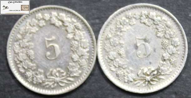 Switzerland 5 Rappen 1963/1974 (Two) Coins F12