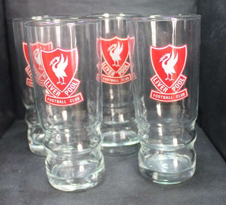 Set of Four Liverpool Football Club Tall Glasses.