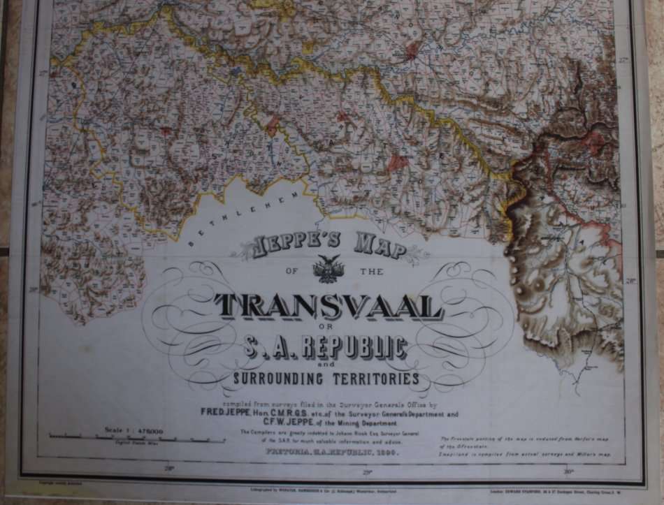 Jeppes Map Of The Transvaal 1899, Reproduction Print Wall Map Central Tvl